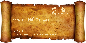 Roder Márton névjegykártya